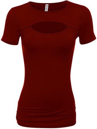 Amazon.com: Burgundy Short Sleeve Top Burgundy Keyhole Top Burgundy Cutout Shirt Sexy Top (Size Medium, Burgundy): Clothing