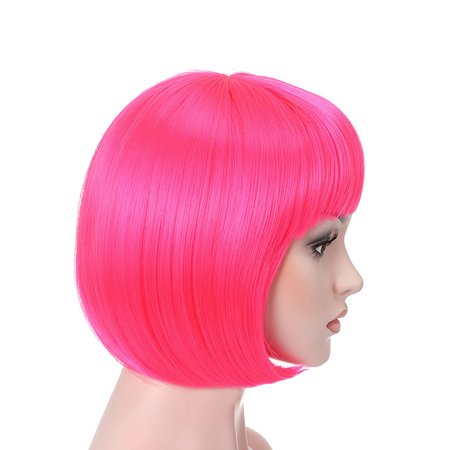 OneDor® 10” Short Straight Flapper Bob Heat Friendly Cosplay Party Costume Hair Wig (TF2315-Hot Pink): Amazon.ca: Beauty