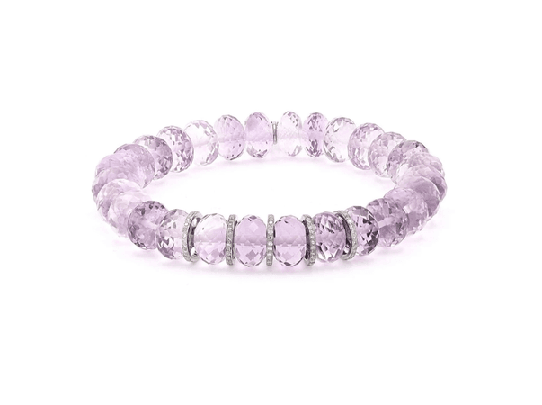Lavender Amethyst Bracelet with Diamond Rondelles