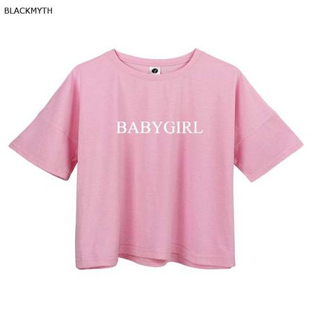 Online Shop BLACKMYTH New Fashion Women T Shirt BABYGIRL Printed White Crop Top Short Sleeve T Shirt Teenagers T-shirts | Aliexpress Mobile
