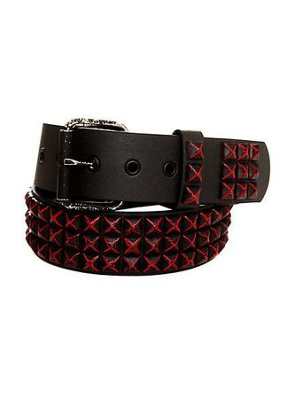 Red/Black pyramid studded belt