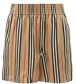 Icon Stripe Silk Shorts - Womens - Beige
