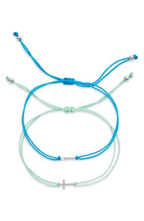 Nordstrom 2-Pack Cubic Zirconia Charm Friendship Bracelets | Nordstrom