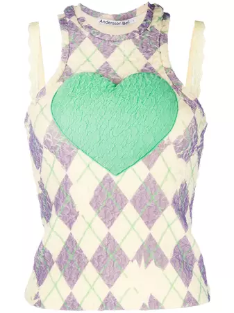 Andersson Bell argyle-print crepe-texture Tank Top - Farfetch