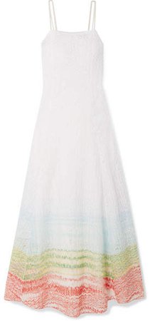Crochet-knit Linen-blend Maxi Dress - White