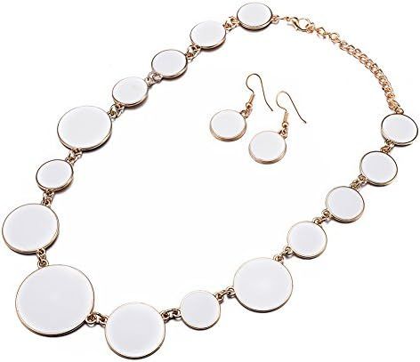 Amazon.com: DL DiLiCa Women Statement Bib Necklace and Earring Set Girl Charm Costume Choker Novelty Enamel Jewelry Set White: Clothing, Shoes & Jewelry