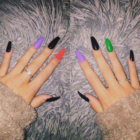 purple black and orange nails