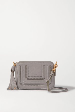 Light gray Marcie mini textured-leather shoulder bag | Chloé | NET-A-PORTER