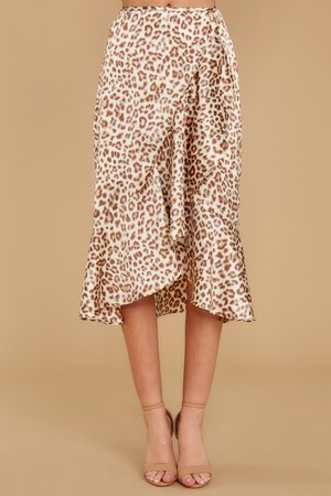 Fierce Brown Skirt - Leopard Print Midi Skirt - Bottoms - $80.00 – Red Dress