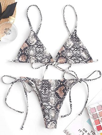 Amazon.com: ZAFUL Snake Printed Bikini Set Swimsuit Ribbed high Cut Swimwear : Clothing, Shoes & Jewelry