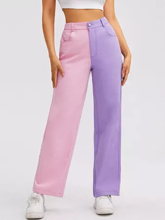 Colorblock Zipper Fly Pants | SHEIN USA