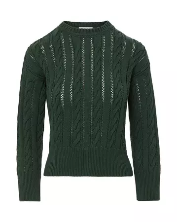 Eleanor Green Cable-Knit Sweater | Veronica Beard