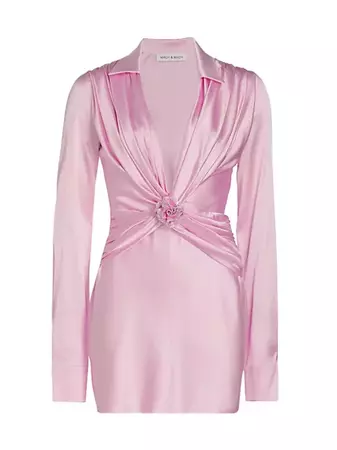 Shop Mach & Mach Antoinette Gathered Silk Minidress | Saks Fifth Avenue