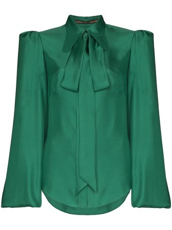 The Vampire's Wife Bell Sleeve Tie-Neck Blouse SH009 Green | Farfetch