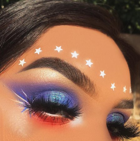 red white and blue 4th of July makeup