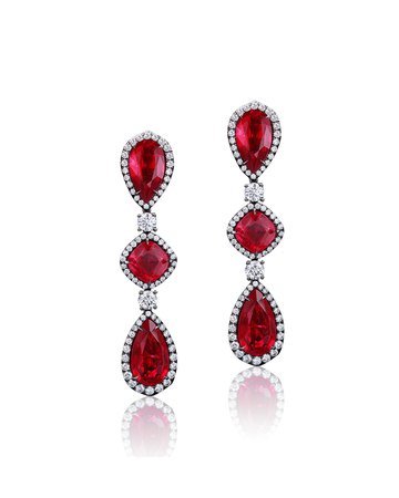Bayco 18k Black Gold Mozambique Ruby and Diamond Earrings | Neiman Marcus