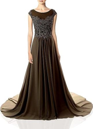 Prom Dress Long Formal Evening Gowns Lace Bridesmaid Dress Chiffon Prom Dresses at Amazon Women’s Clothing store