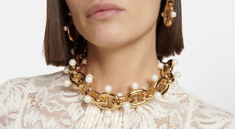 RABANNE Embellished chainlink necklace