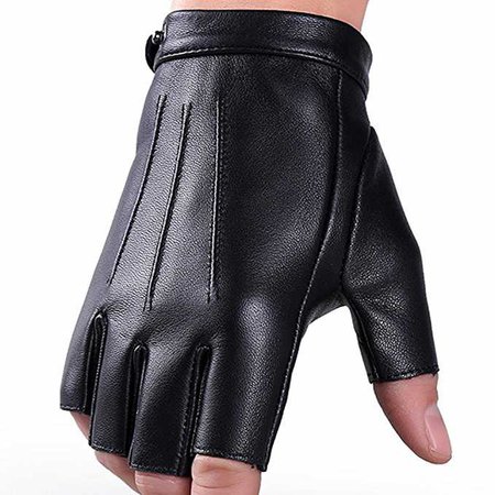 Fingerless Gloves PU Leather Gloves Touchscreen Texting Dress Driving Moto Glove for Men Women Teens (M) at Amazon Men’s Clothing store: