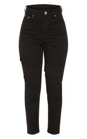 Black Extreme Rip Straight Leg Jean | Jeans | PrettyLittleThing