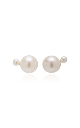 Buoy Silver Pearl Hoops Earrings by Sarah & Sebastian | Moda Operandi
