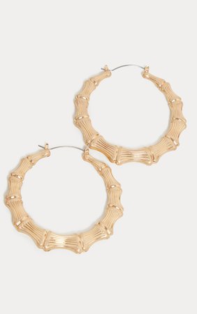 Gold Round Bamboo Hoops | Accessories | PrettyLittleThing USA