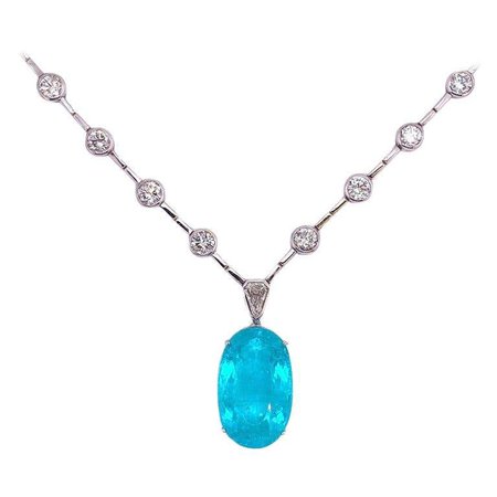 Ruchi New York GIA Certified Paraiba Tourmaline and Diamond Necklace For Sale at 1stDibs