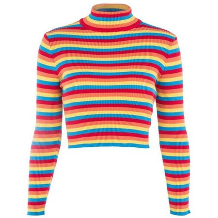 Aliexpress.com : Buy Rainbow Striped Sweaters Woman Pullovers Turtleneck Knitted Crop Pullover Streetwar Colorful Ribbed Sweater Female 2018 SJ208k from Reliable Pullovers suppliers on Catherine Apparel Store