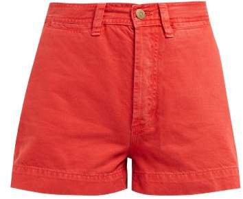Caron High Rise Denim Shorts - Womens - Red