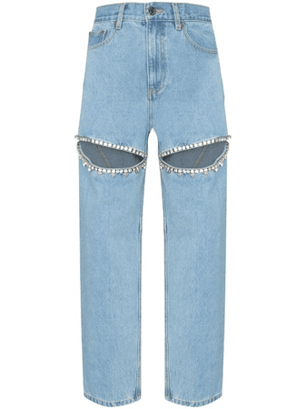 AREA high-rise cropped jeans