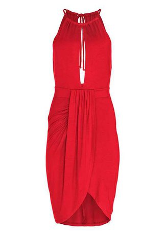 Open Back Drape Dress in Red | VENUS