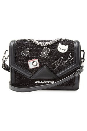 Karl Lagerfeld - K/Klassik Leather Crossbody Bag with Embellishment