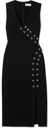 Adriatic Eyelet-embellished Crepe Midi Dress - Black