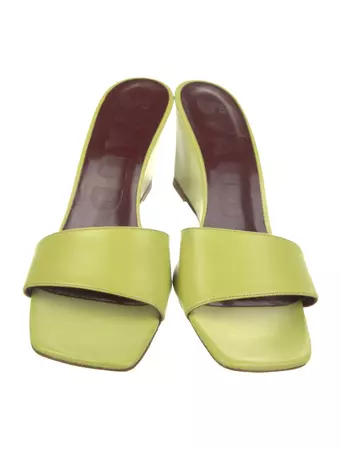 Staud Leather Printed Slides - Green Sandals, Shoes - WSTFG51769 | The RealReal