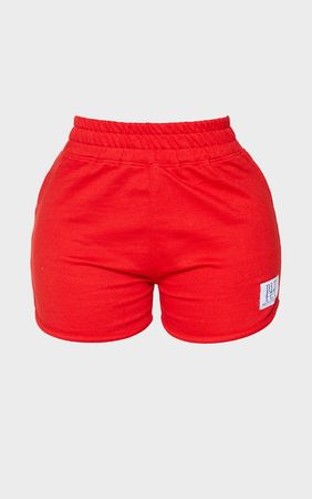 Prettylittlething Shape Red Badge Sweat Shorts | PrettyLittleThing USA