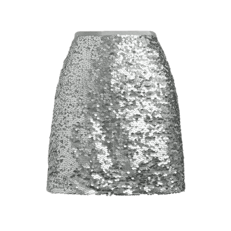 Silver Sequin Glitter Skirt Grey