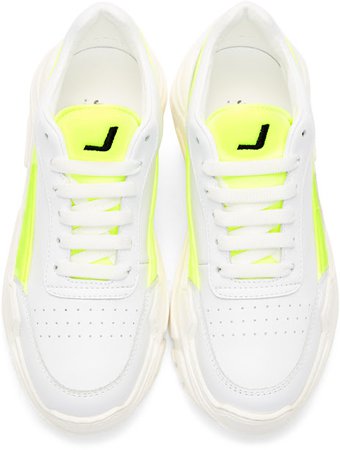 White and Neon Yellow Trainers
