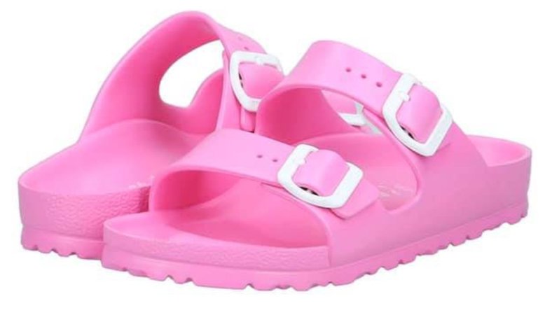 pink rubber double strap sandles