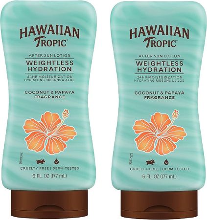 Amazon.com : Hawaiian Tropic Weightless Hydration After Sun Lotion with Aloe, 6oz Twin Pack | Hawaiian Tropic Lotion, Moisturizing Lotion, After Sun Care, After Sun Moisturizer, 6oz each Twin Pack : Beauty & Personal Care