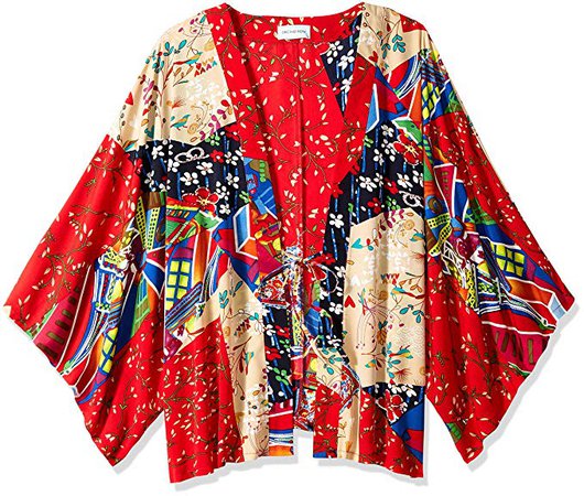 Amazon.com: Orchid Row's Kimono Printed Chiffon Open Front Black: Clothing