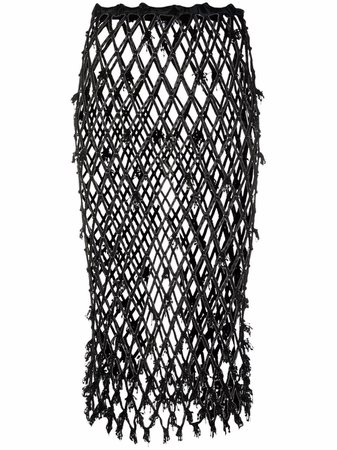 Shop GANNI beaded netting midi skirt with Express Delivery - FARFETCH
