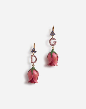 Women's Jewelry and Bijoux | Dolce&Gabbana - PENDANT EARRINGS WITH DECORATIVE ELEMENTS IN RESIN AND DG LOGO