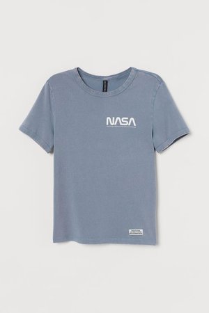 Printed T-shirt - Pigeon blue/NASA - Ladies | H&M US