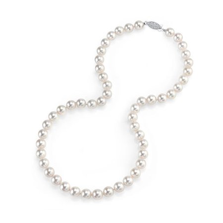6.0 - 6.5mm Cultured Akoya Pearl Strand Necklace with 14K White Gold Clasp - 17" | 3rd: Pearl | Zales