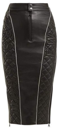 Quilted Leather Pencil Skirt - Womens - Black