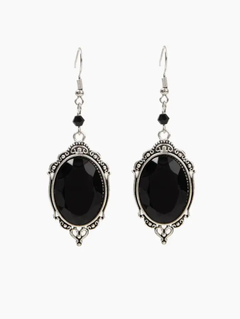 silver and black dangle earrings