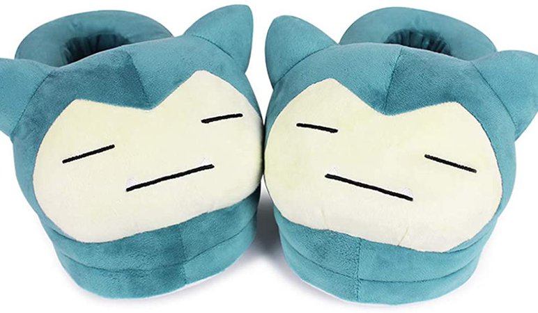 Amazon.com | Cartoon Anime Plush Floor Slippers Indoor Shoes, Full Foot Cover Warm Slippers for Women 11 inch (Snorlax) Black | Slippers