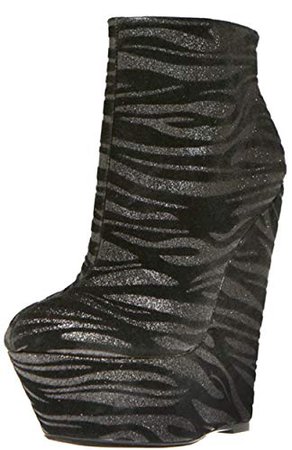 Amazon.com: The Highest Heel Women's HALEY-11 Wedge Bootie, Grey Glitter PU , Platform Boot, 9 B(M) US: Clothing