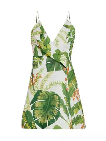 Shop Farm Rio Tropical Forest Ruffle Minidress | Saks Fifth Avenue