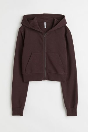 Short Hooded Sweatshirt Jacket - Dark brown - Ladies | H&M US